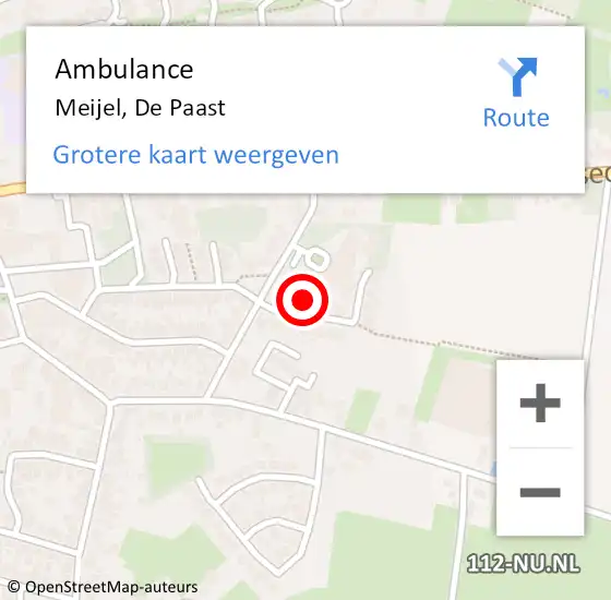 Locatie op kaart van de 112 melding: Ambulance Meijel, De Paast op 9 januari 2015 15:11