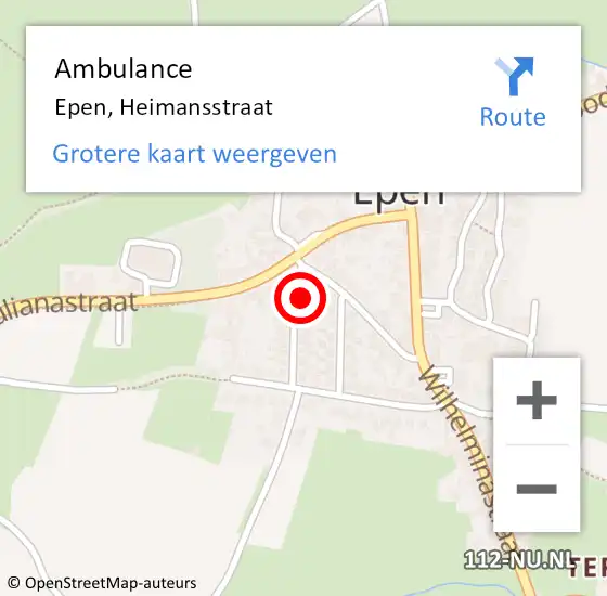 Locatie op kaart van de 112 melding: Ambulance Epen, Heimansstraat op 9 januari 2015 15:39