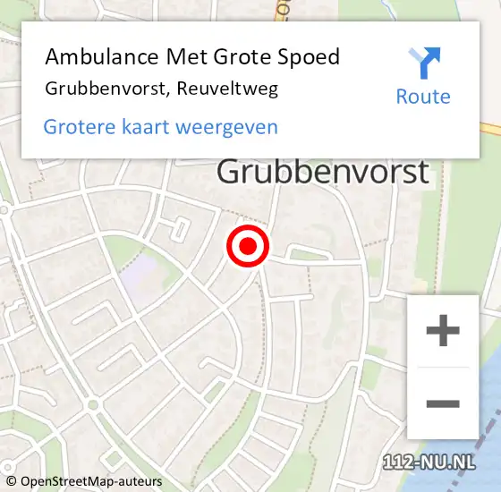 Locatie op kaart van de 112 melding: Ambulance Met Grote Spoed Naar Grubbenvorst, Reuveltweg op 9 januari 2015 15:54