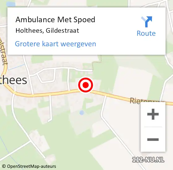 Locatie op kaart van de 112 melding: Ambulance Met Spoed Naar Holthees, Gildestraat op 9 januari 2015 16:08