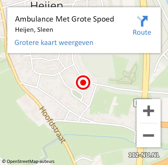 Locatie op kaart van de 112 melding: Ambulance Met Grote Spoed Naar Heijen, Sleen op 9 januari 2015 16:21