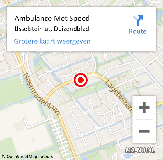 Locatie op kaart van de 112 melding: Ambulance Met Spoed Naar IJsselstein ut, Duizendblad op 9 januari 2015 17:03