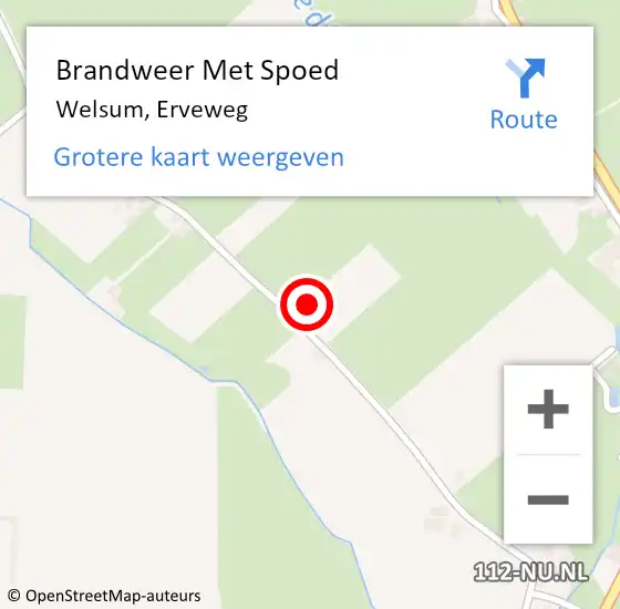 Locatie op kaart van de 112 melding: Brandweer Met Spoed Naar Welsum, Erveweg op 9 januari 2015 17:18