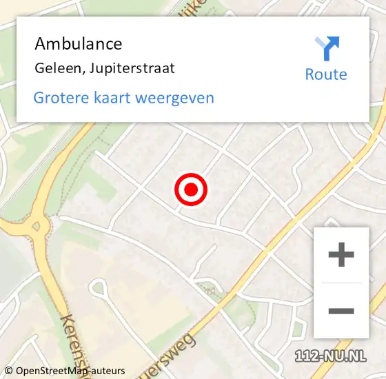 Locatie op kaart van de 112 melding: Ambulance Geleen, Jupiterstraat op 9 januari 2015 17:20