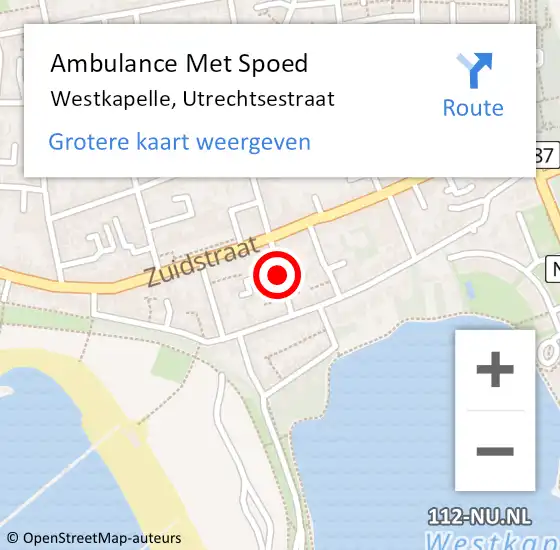 Locatie op kaart van de 112 melding: Ambulance Met Spoed Naar Westkapelle, Utrechtsestraat op 9 januari 2015 17:23