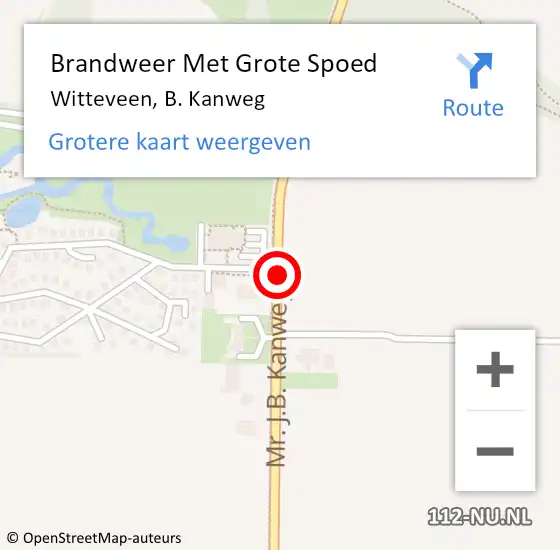 Locatie op kaart van de 112 melding: Brandweer Met Grote Spoed Naar Witteveen, B. Kanweg op 27 oktober 2013 07:47