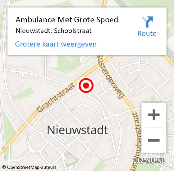 Locatie op kaart van de 112 melding: Ambulance Met Grote Spoed Naar Nieuwstadt, Schoolstraat op 9 januari 2015 18:13