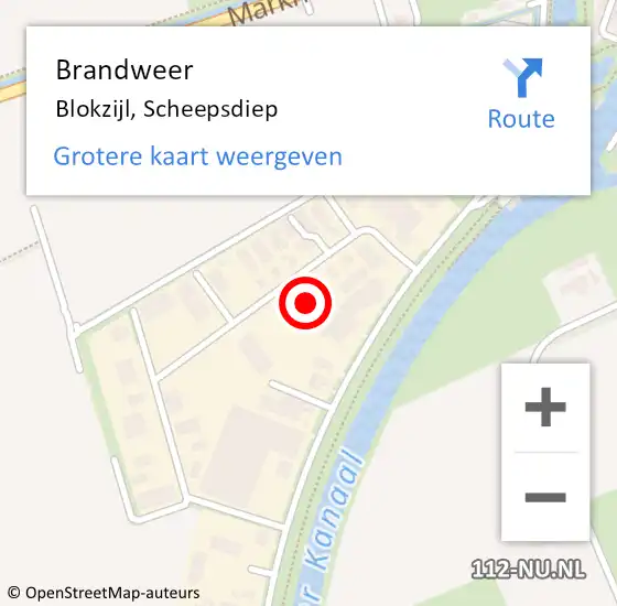 Locatie op kaart van de 112 melding: Brandweer Blokzijl, Scheepsdiep op 27 oktober 2013 08:00