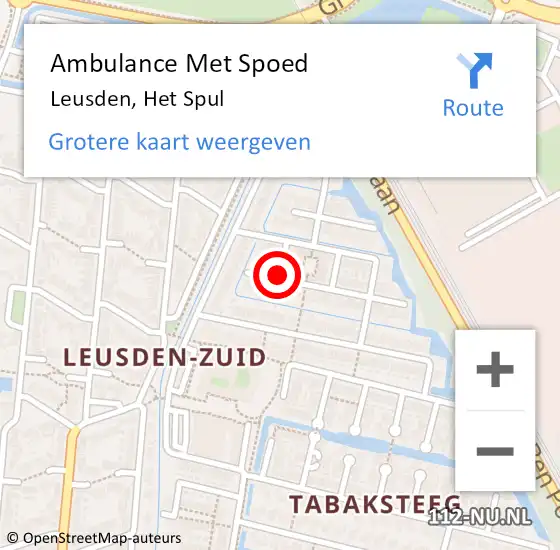 Locatie op kaart van de 112 melding: Ambulance Met Spoed Naar Leusden, Het Spul op 9 januari 2015 19:22