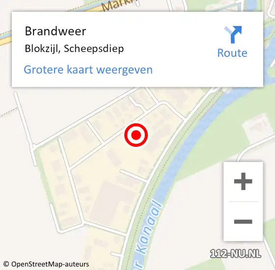 Locatie op kaart van de 112 melding: Brandweer Blokzijl, Scheepsdiep op 27 oktober 2013 08:08