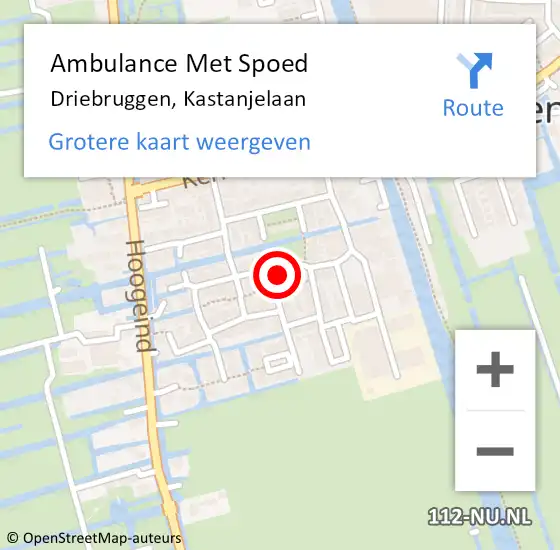 Locatie op kaart van de 112 melding: Ambulance Met Spoed Naar Driebruggen, Kastanjelaan op 9 januari 2015 20:20