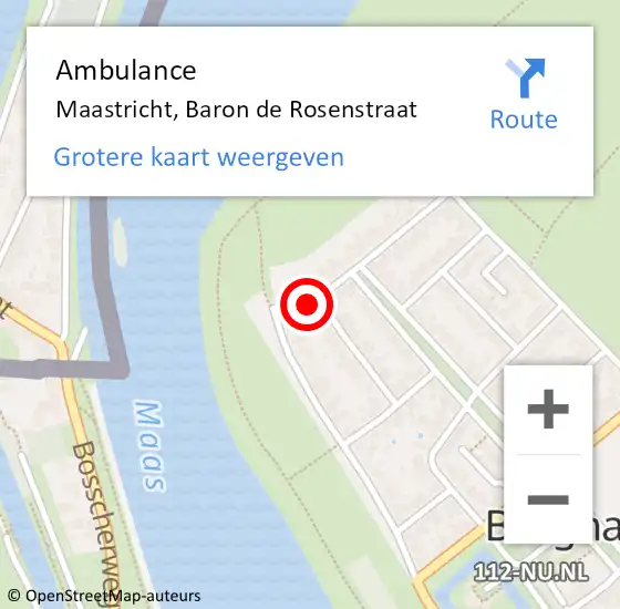 Locatie op kaart van de 112 melding: Ambulance Maastricht, Baron de Rosenstraat op 9 januari 2015 20:45