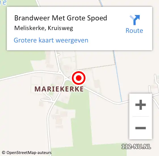 Locatie op kaart van de 112 melding: Brandweer Met Grote Spoed Naar Meliskerke, Kruisweg op 9 januari 2015 20:55