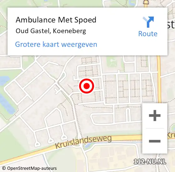 Locatie op kaart van de 112 melding: Ambulance Met Spoed Naar Oud Gastel, Koeneberg op 9 januari 2015 21:22
