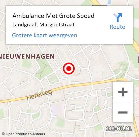 Locatie op kaart van de 112 melding: Ambulance Met Grote Spoed Naar Landgraaf, Margrietstraat op 9 januari 2015 21:45