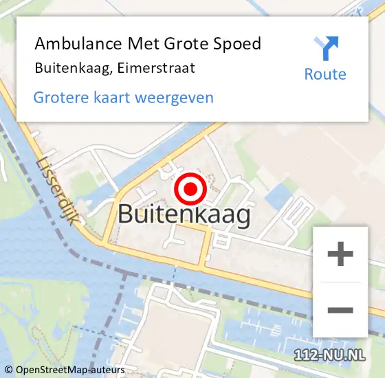 Locatie op kaart van de 112 melding: Ambulance Met Grote Spoed Naar Buitenkaag, Eimerstraat op 9 januari 2015 21:59