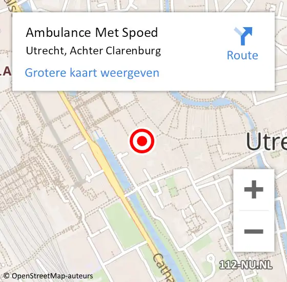 Locatie op kaart van de 112 melding: Ambulance Met Spoed Naar Utrecht, Achter Clarenburg op 9 januari 2015 22:09