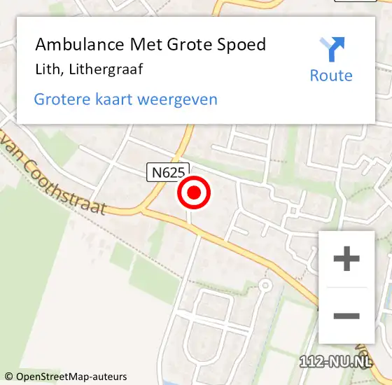 Locatie op kaart van de 112 melding: Ambulance Met Grote Spoed Naar Lith, Lithergraaf op 9 januari 2015 23:26