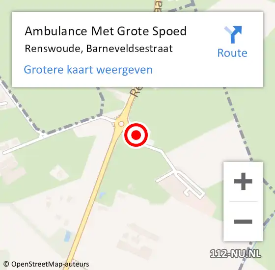 Locatie op kaart van de 112 melding: Ambulance Met Grote Spoed Naar Renswoude, Barneveldsestraat op 10 januari 2015 00:45