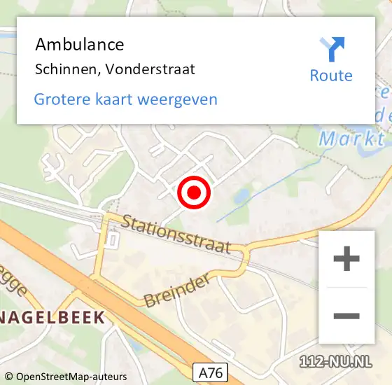 Locatie op kaart van de 112 melding: Ambulance Schinnen, Vonderstraat op 10 januari 2015 00:53