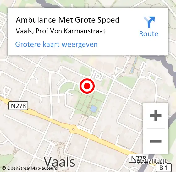Locatie op kaart van de 112 melding: Ambulance Met Grote Spoed Naar Vaals, Prof Von Karmanstraat op 10 januari 2015 01:01