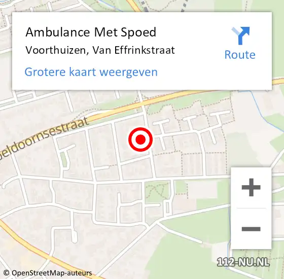 Locatie op kaart van de 112 melding: Ambulance Met Spoed Naar Voorthuizen, Van Effrinkstraat op 10 januari 2015 01:31