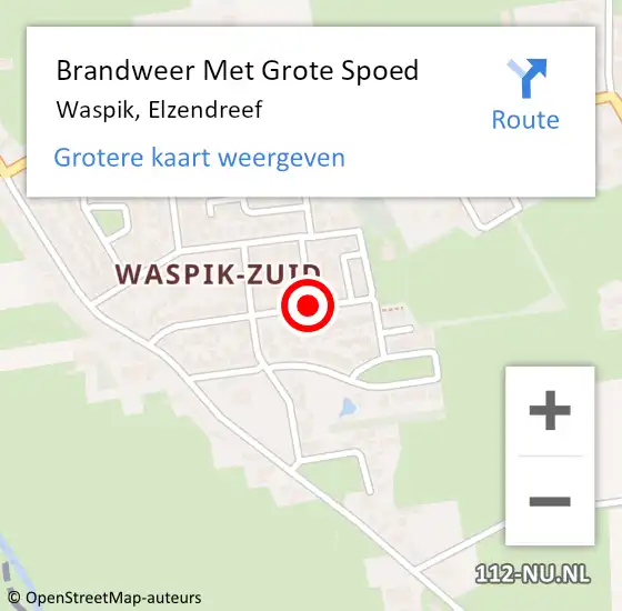 Locatie op kaart van de 112 melding: Brandweer Met Grote Spoed Naar Waspik, Elzendreef op 10 januari 2015 02:55