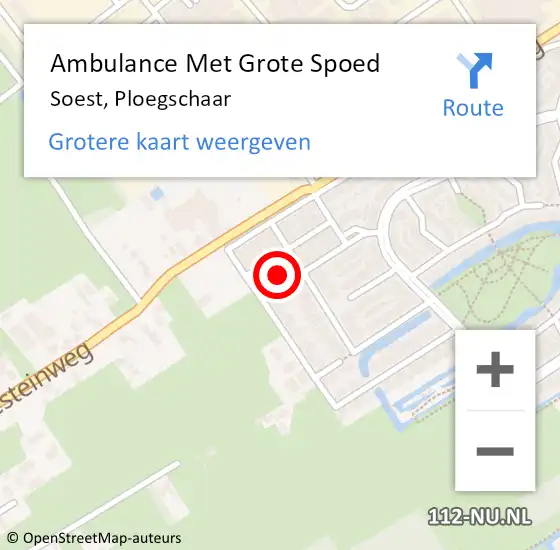 Locatie op kaart van de 112 melding: Ambulance Met Grote Spoed Naar Soest, Ploegschaar op 10 januari 2015 03:58