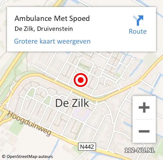 Locatie op kaart van de 112 melding: Ambulance Met Spoed Naar De Zilk, Druivenstein op 10 januari 2015 04:08