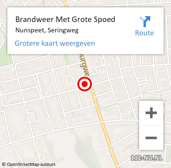 Locatie op kaart van de 112 melding: Brandweer Met Grote Spoed Naar Nunspeet, Seringweg op 10 januari 2015 04:43