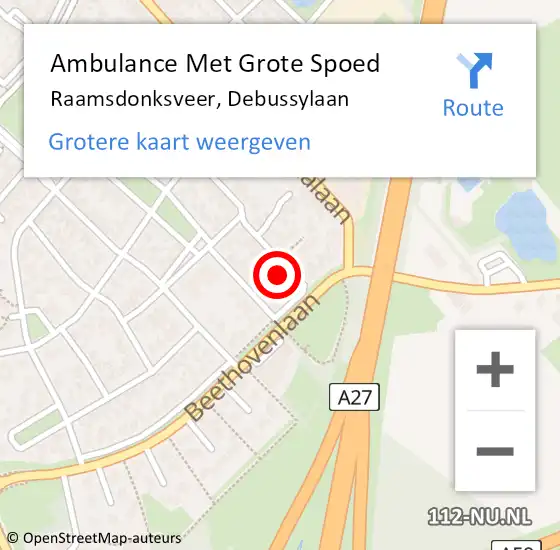 Locatie op kaart van de 112 melding: Ambulance Met Grote Spoed Naar Raamsdonksveer, Debussylaan op 10 januari 2015 05:24