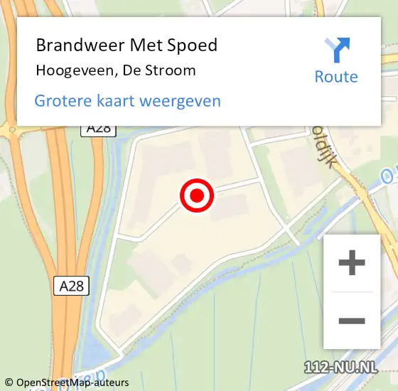 Locatie op kaart van de 112 melding: Brandweer Met Spoed Naar Hoogeveen, De Stroom op 10 januari 2015 05:36