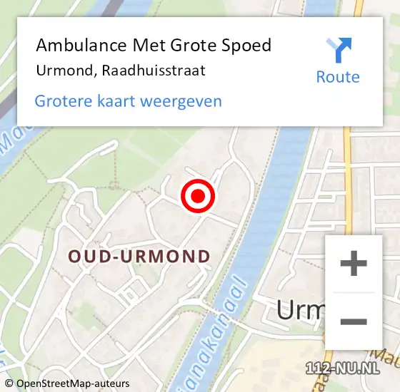 Locatie op kaart van de 112 melding: Ambulance Met Grote Spoed Naar Urmond, Raadhuisstraat op 10 januari 2015 06:18