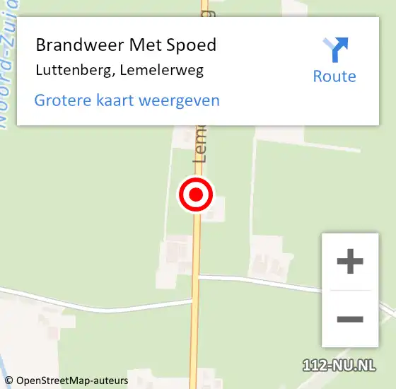 Locatie op kaart van de 112 melding: Brandweer Met Spoed Naar Luttenberg, Lemelerweg op 10 januari 2015 07:09