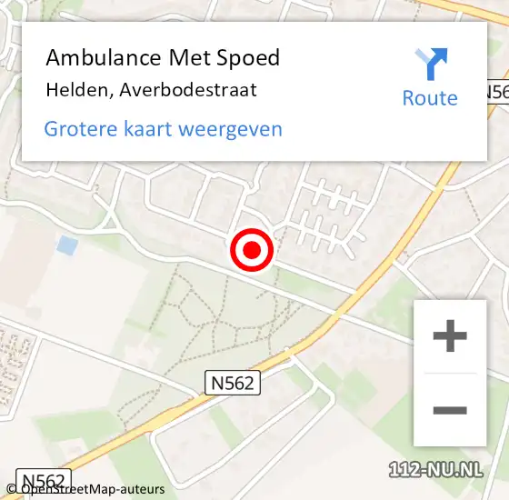 Locatie op kaart van de 112 melding: Ambulance Met Spoed Naar Helden, Averbodestraat op 10 januari 2015 07:31