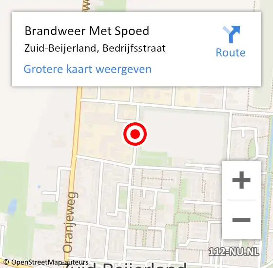 Locatie op kaart van de 112 melding: Brandweer Met Spoed Naar Zuid-Beijerland, Bedrijfsstraat op 10 januari 2015 07:52