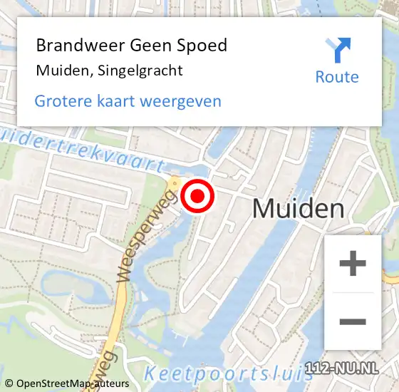 Locatie op kaart van de 112 melding: Brandweer Geen Spoed Naar Muiden, Singelgracht op 10 januari 2015 08:32