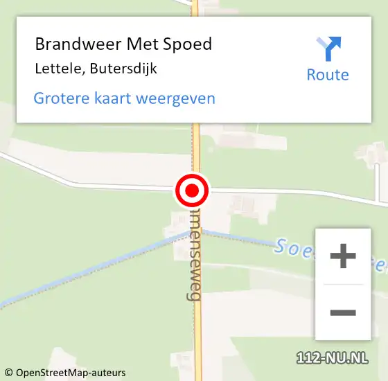 Locatie op kaart van de 112 melding: Brandweer Met Spoed Naar Lettele, Butersdijk op 10 januari 2015 08:36