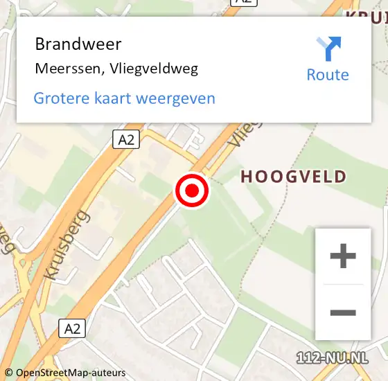 Locatie op kaart van de 112 melding: Brandweer Meerssen, Vliegveldweg op 10 januari 2015 08:52