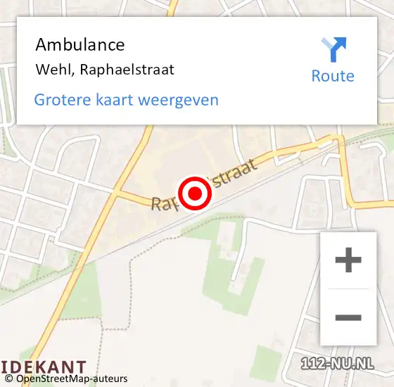 Locatie op kaart van de 112 melding: Ambulance Wehl, Raphaelstraat op 10 januari 2015 08:52