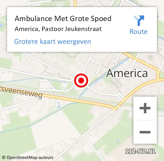 Locatie op kaart van de 112 melding: Ambulance Met Grote Spoed Naar America, Pastoor Jeukenstraat op 10 januari 2015 09:09