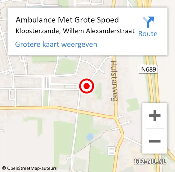 Locatie op kaart van de 112 melding: Ambulance Met Grote Spoed Naar Kloosterzande, Willem Alexanderstraat op 10 januari 2015 09:20