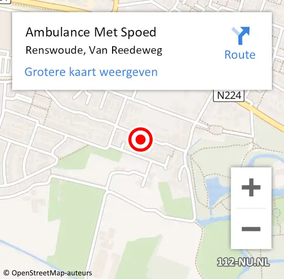 Locatie op kaart van de 112 melding: Ambulance Met Spoed Naar Renswoude, Van Reedeweg op 10 januari 2015 09:30