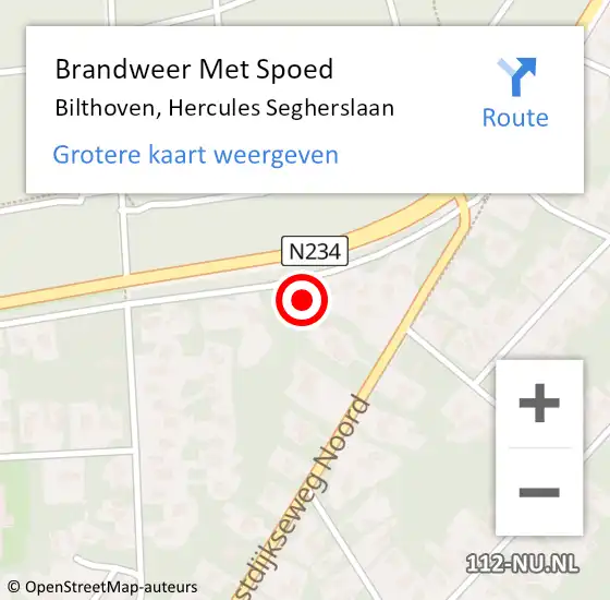 Locatie op kaart van de 112 melding: Brandweer Met Spoed Naar Bilthoven, Hercules Segherslaan op 10 januari 2015 09:33