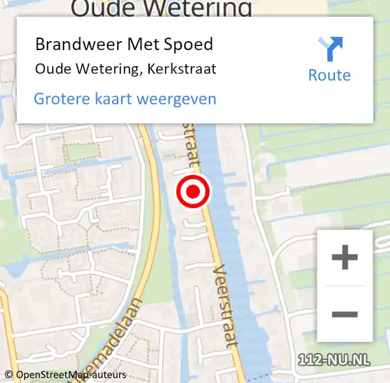 Locatie op kaart van de 112 melding: Brandweer Met Spoed Naar Oude Wetering, Kerkstraat op 10 januari 2015 09:43