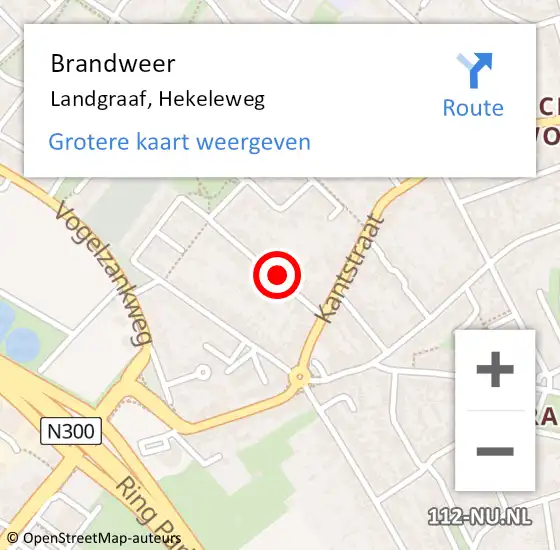 Locatie op kaart van de 112 melding: Brandweer Landgraaf, Hekeleweg op 10 januari 2015 09:44