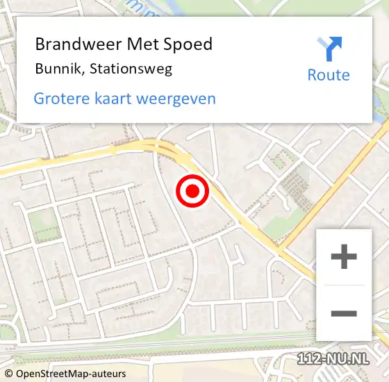 Locatie op kaart van de 112 melding: Brandweer Met Spoed Naar Bunnik, Stationsweg op 10 januari 2015 09:44