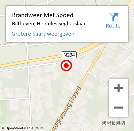 Locatie op kaart van de 112 melding: Brandweer Met Spoed Naar Bilthoven, Hercules Segherslaan op 10 januari 2015 09:54