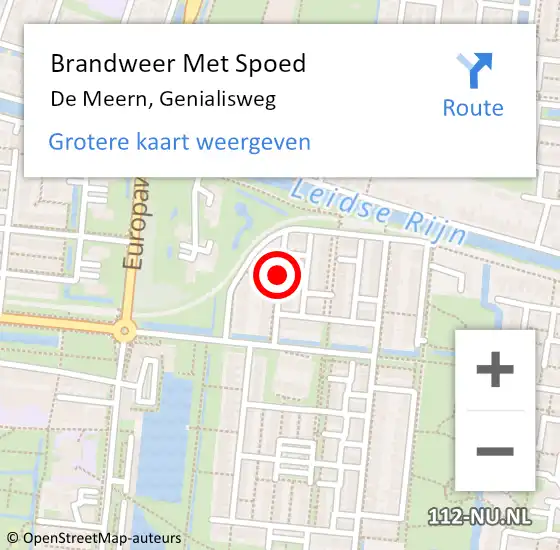 Locatie op kaart van de 112 melding: Brandweer Met Spoed Naar De Meern, Genialisweg op 10 januari 2015 10:28