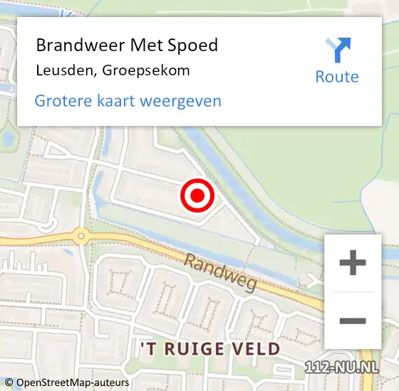 Locatie op kaart van de 112 melding: Brandweer Met Spoed Naar Leusden, Groepsekom op 10 januari 2015 10:33